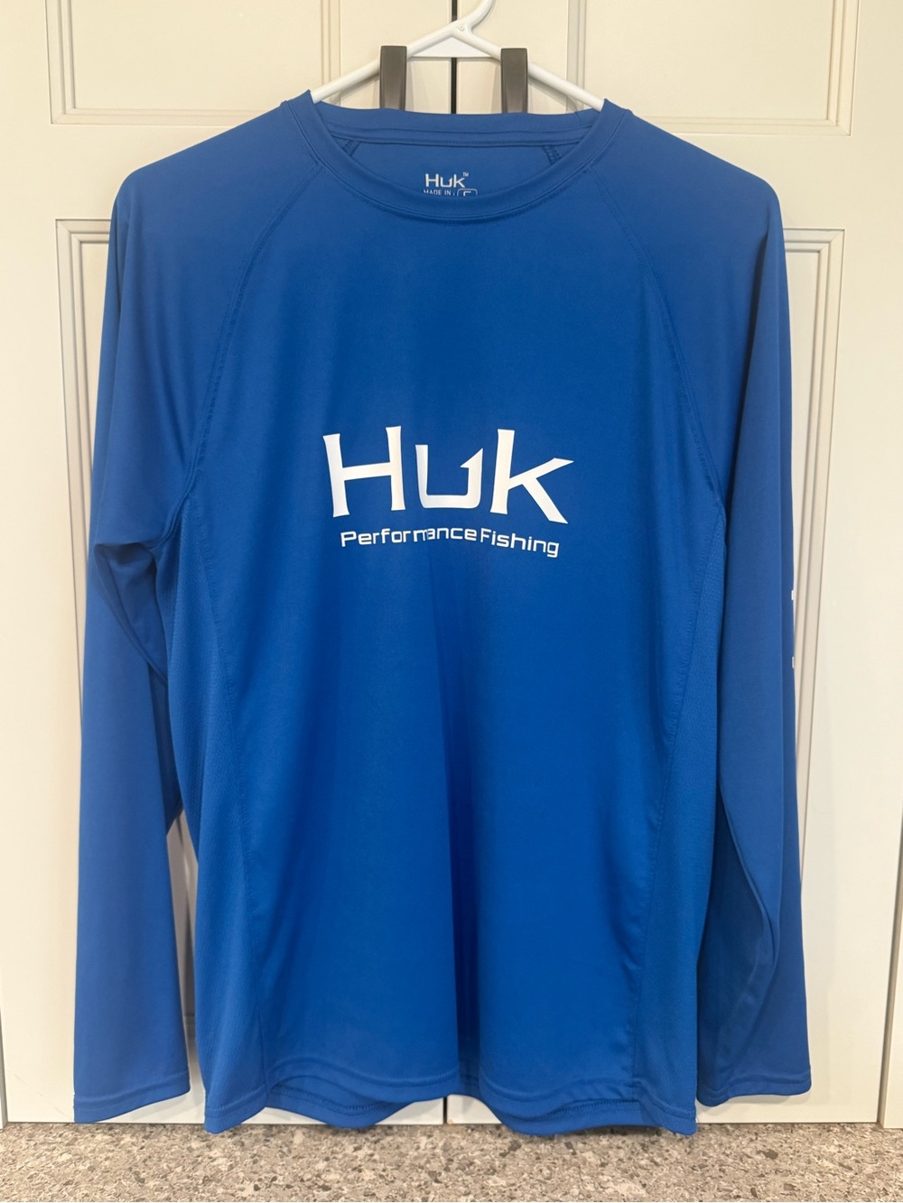 Huk Blue Performance Fishing Shirt with White Logo